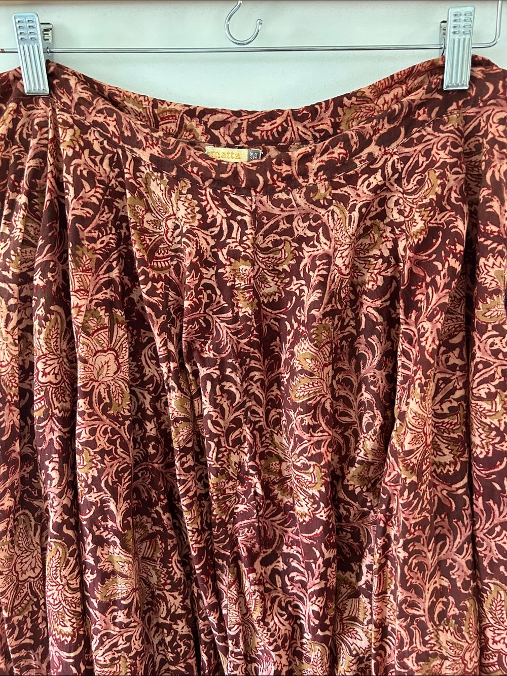 Matta Maxi Skirt Women's M Burgundy Floral India Print Boho Festival Hippie Full - Picture 2 of 11